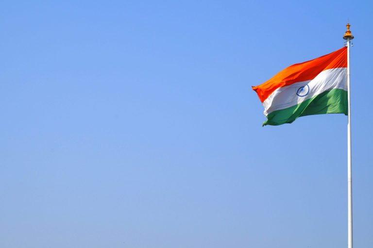 Indian national flag waving in the wind